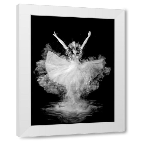 Powder Burst White Modern Wood Framed Art Print by Pentony MA, Pauline