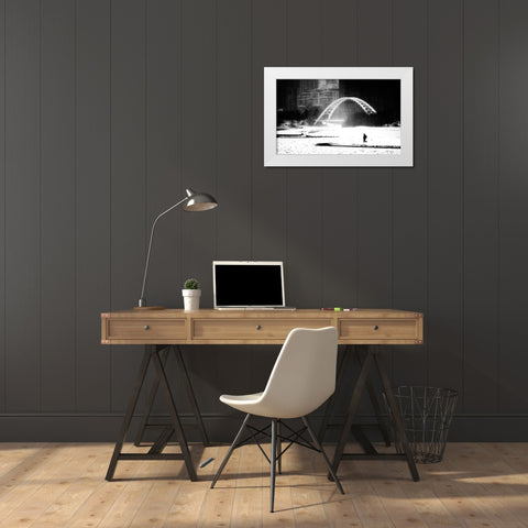 Untitled White Modern Wood Framed Art Print by Wang, Jian