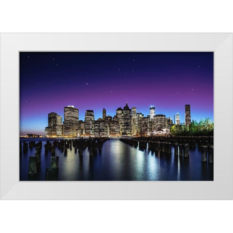 New York Sky Line White Modern Wood Framed Art Print by El Gamal, Nanouk
