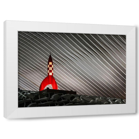 Night Launch White Modern Wood Framed Art Print by Van Den, Jef