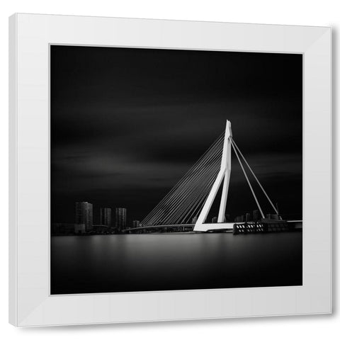 Erasmusbrug White Modern Wood Framed Art Print by Haggard