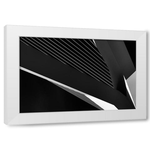 Abstraction Of A Swan White Modern Wood Framed Art Print by Van De, Jeroen