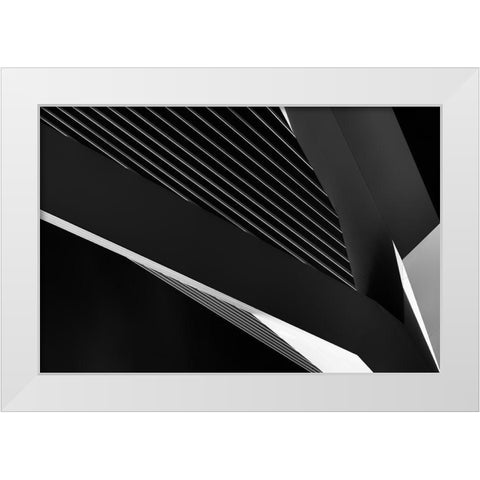Abstraction Of A Swan White Modern Wood Framed Art Print by Van De, Jeroen