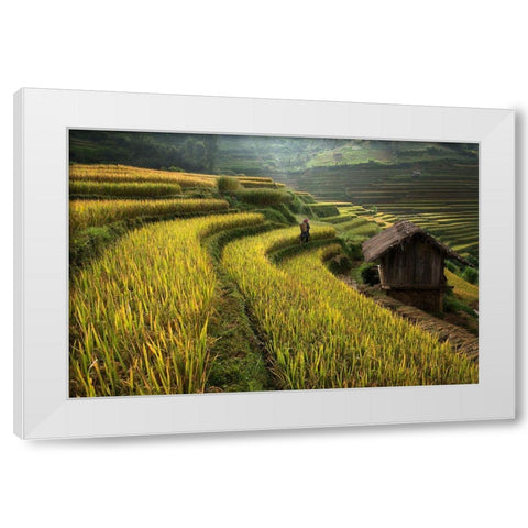 Keep Walking White Modern Wood Framed Art Print by Intarob, Sarawut