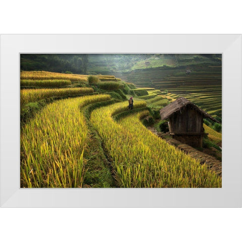 Keep Walking White Modern Wood Framed Art Print by Intarob, Sarawut