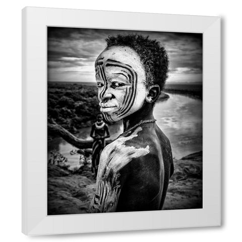 A Boy Of The Karo Tribe. Omo Valley (Ethiopia). White Modern Wood Framed Art Print by Inazio Kuesta, Joxe