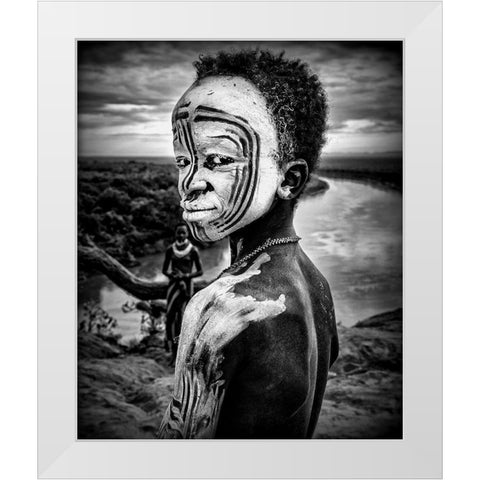 A Boy Of The Karo Tribe. Omo Valley (Ethiopia). White Modern Wood Framed Art Print by Inazio Kuesta, Joxe