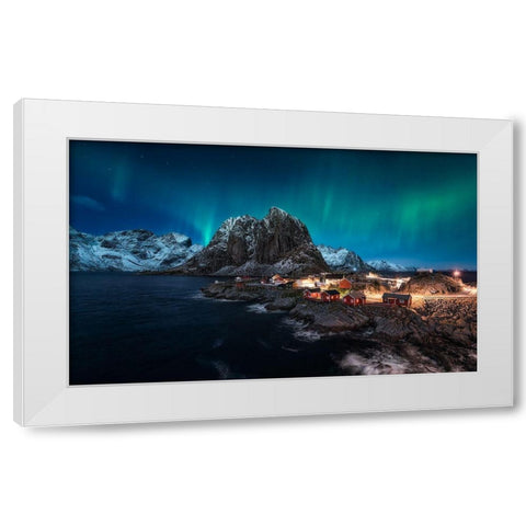 Dancing Over Hamnoy White Modern Wood Framed Art Print by De La, Javier