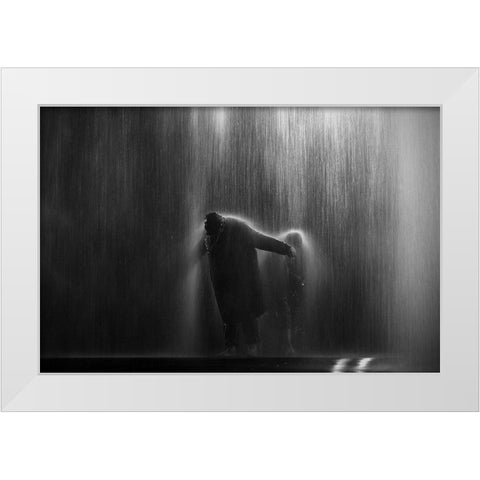 Why Does It Always Rain On Me White Modern Wood Framed Art Print by Buchmann, Oliver