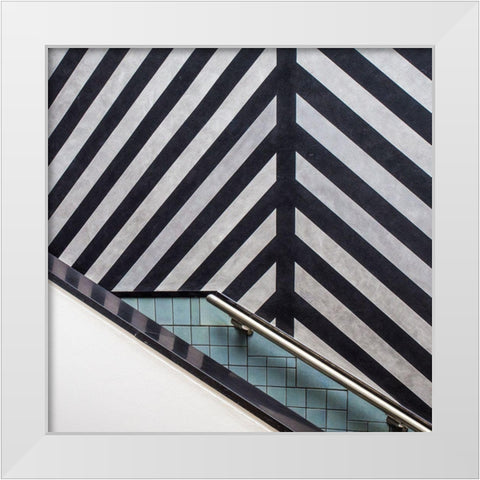 Museum Staircase White Modern Wood Framed Art Print by Vangindertael, Luc