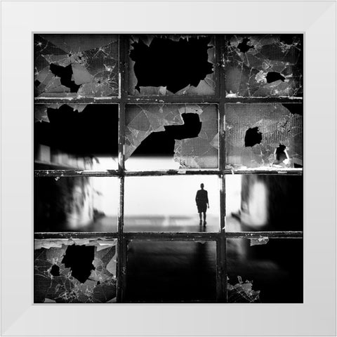 Fractures White Modern Wood Framed Art Print by Cuder, Darko