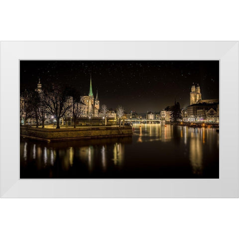 Zurich White Modern Wood Framed Art Print by Mitropoulos, Petros