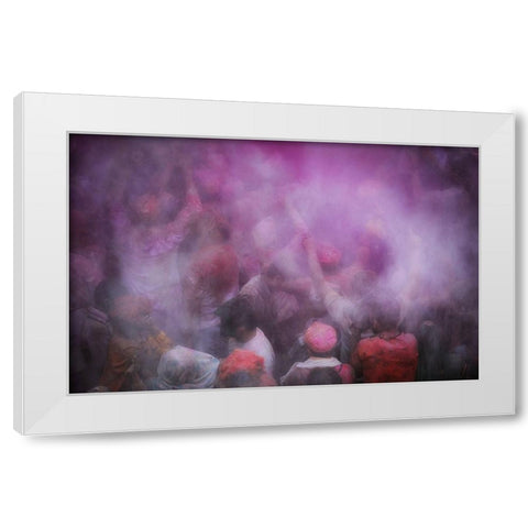 Blurry Holi White Modern Wood Framed Art Print by Vichaya
