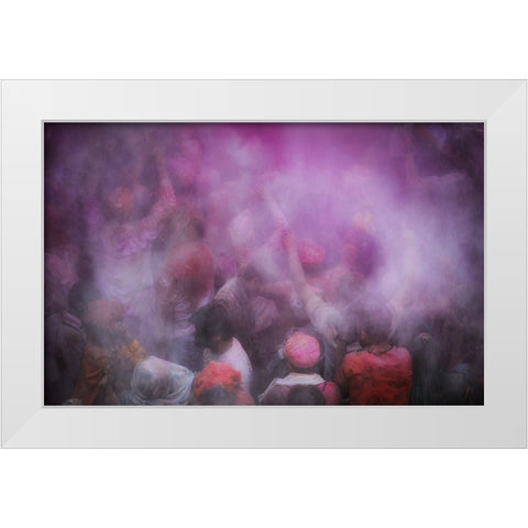 Blurry Holi White Modern Wood Framed Art Print by Vichaya