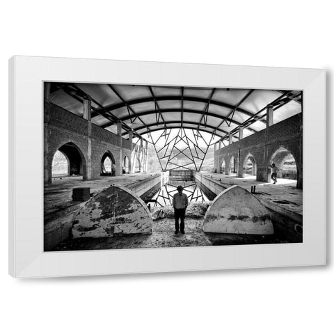 Swimming Pool White Modern Wood Framed Art Print by Ferrara, Carlo