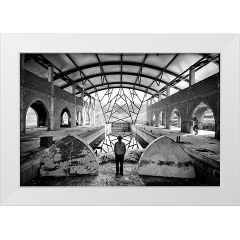 Swimming Pool White Modern Wood Framed Art Print by Ferrara, Carlo
