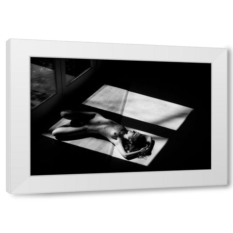 Half White Modern Wood Framed Art Print by JAE
