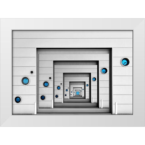 Blue Desire White Modern Wood Framed Art Print by van Maastricht, Henk