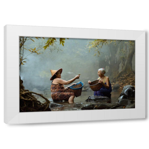 G O O D F R I E N D White Modern Wood Framed Art Print by Whanset, Saravut