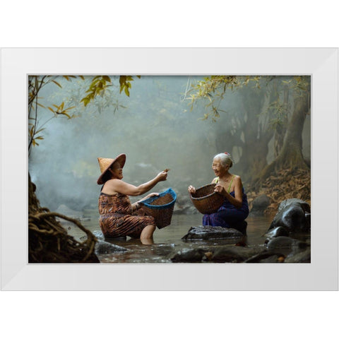 G O O D F R I E N D White Modern Wood Framed Art Print by Whanset, Saravut