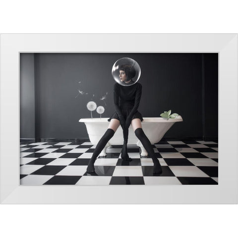 Oxygen White Modern Wood Framed Art Print by Hardibudi