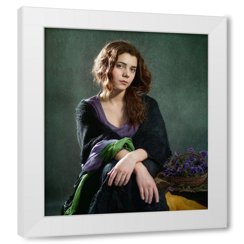Violets ... White Modern Wood Framed Art Print by Melik-Nubarova, Svetlana