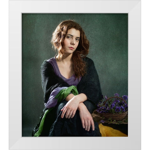 Violets ... White Modern Wood Framed Art Print by Melik-Nubarova, Svetlana