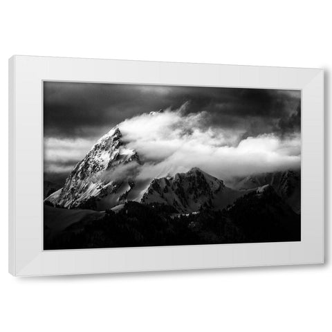 Rock And Wind White Modern Wood Framed Art Print by Cheminade, Sebastien