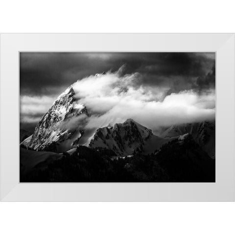 Rock And Wind White Modern Wood Framed Art Print by Cheminade, Sebastien