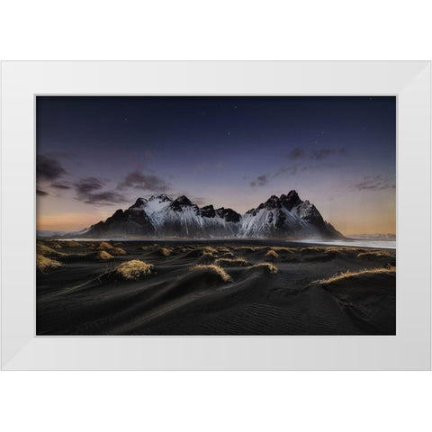 Stokksnes Vi White Modern Wood Framed Art Print by Pablo De, Juan