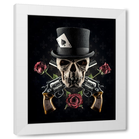 Guns And Roses White Modern Wood Framed Art Print by Damsten, Petri