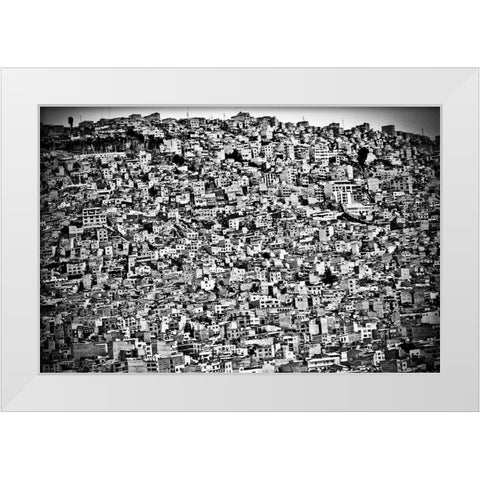 Favela Village In El Alto-La Paz-Bolivia White Modern Wood Framed Art Print by Lindhe, Joel