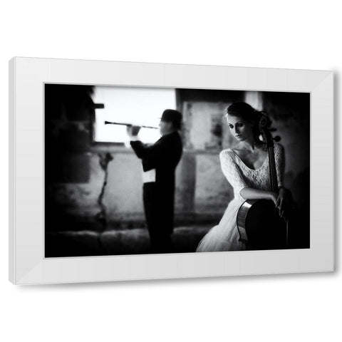 When Even Music ... White Modern Wood Framed Art Print by Schleicher-Schwarz, Roswitha
