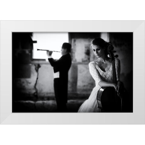 When Even Music ... White Modern Wood Framed Art Print by Schleicher-Schwarz, Roswitha