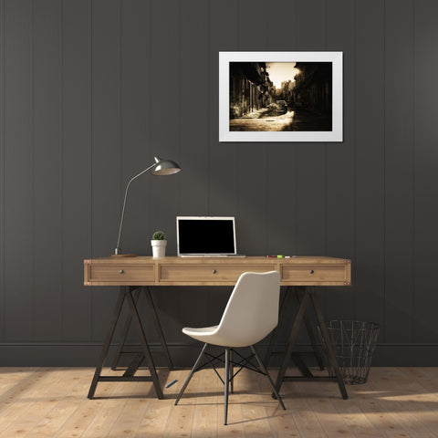 Mystic Morning In Havana... White Modern Wood Framed Art Print by Akpinar, Baris