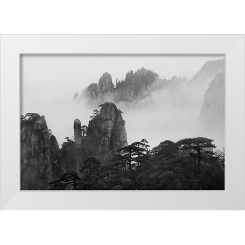 Huangshan White Modern Wood Framed Art Print by Zhang, Yan