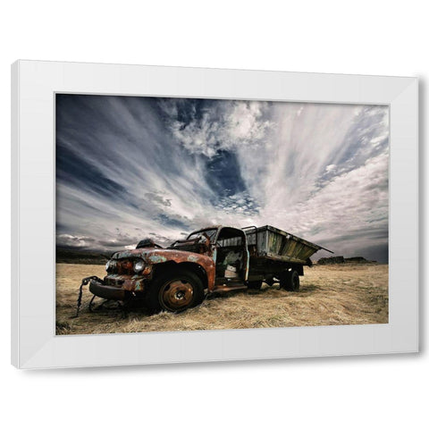 Rusty Truck White Modern Wood Framed Art Print by H. Ingibergsson, Torsteinn