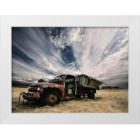 Rusty Truck White Modern Wood Framed Art Print by H. Ingibergsson, Torsteinn