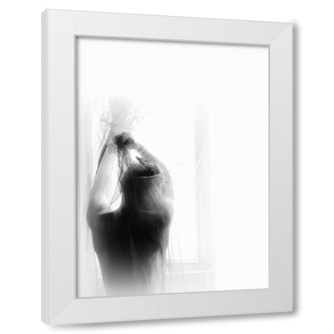 Morning White Modern Wood Framed Art Print by Haghi, Babak