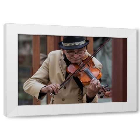 Old Violin White Modern Wood Framed Art Print by Coanda, Carla