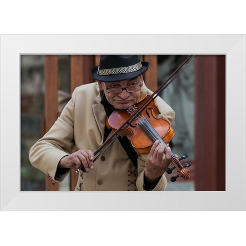 Old Violin White Modern Wood Framed Art Print by Coanda, Carla