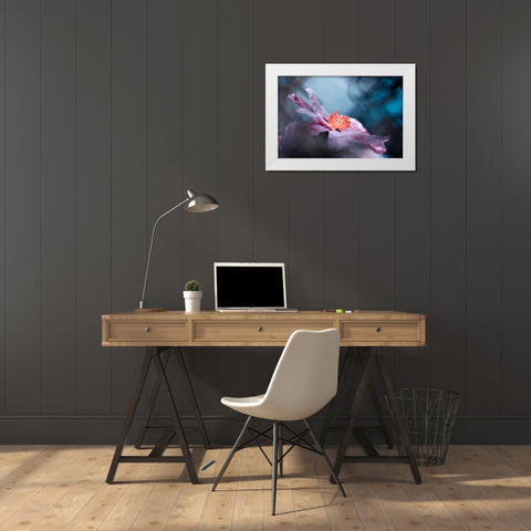 Even Flowers Have Stories To Tell White Modern Wood Framed Art Print by BRAVIN, Fabien