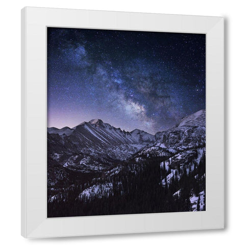 Milky Way Over Longs Peak White Modern Wood Framed Art Print by Xu, Mei