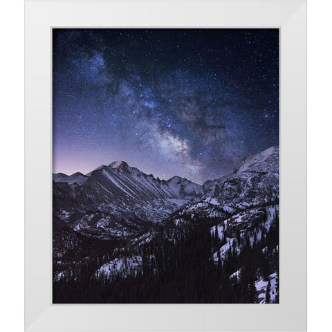 Milky Way Over Longs Peak White Modern Wood Framed Art Print by Xu, Mei