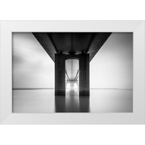 Nanjing Yangtze River Bridge White Modern Wood Framed Art Print by Ai, Qing