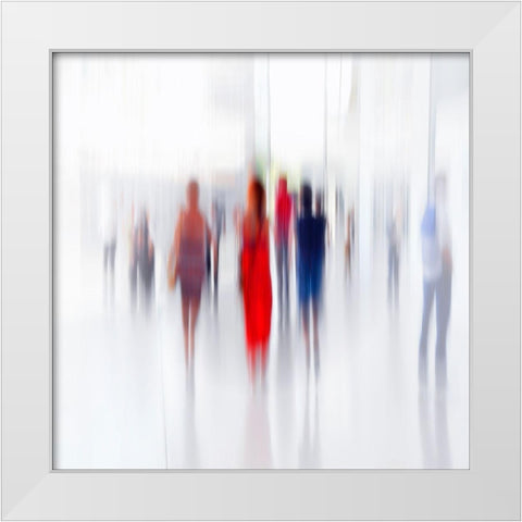 Women In Red White Modern Wood Framed Art Print by Ohlendorf, Anette