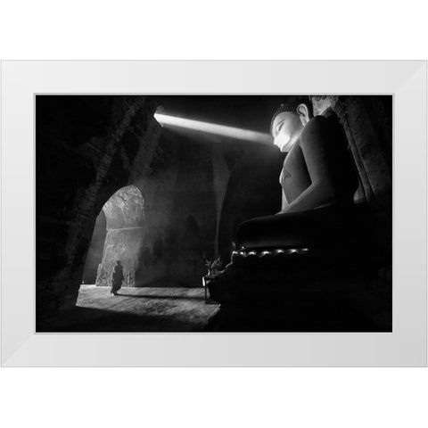 The Great Buddha White Modern Wood Framed Art Print by Song, Gunarto