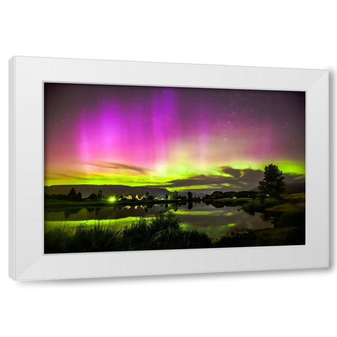 Aurora Night White Modern Wood Framed Art Print by Song, Fall