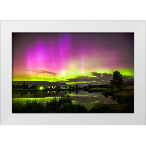 Aurora Night White Modern Wood Framed Art Print by Song, Fall