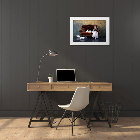 Qthe Riddleq Or Qhow Many Rabbits Are There On The Photoq? White Modern Wood Framed Art Print by Ivanova, Victoria
